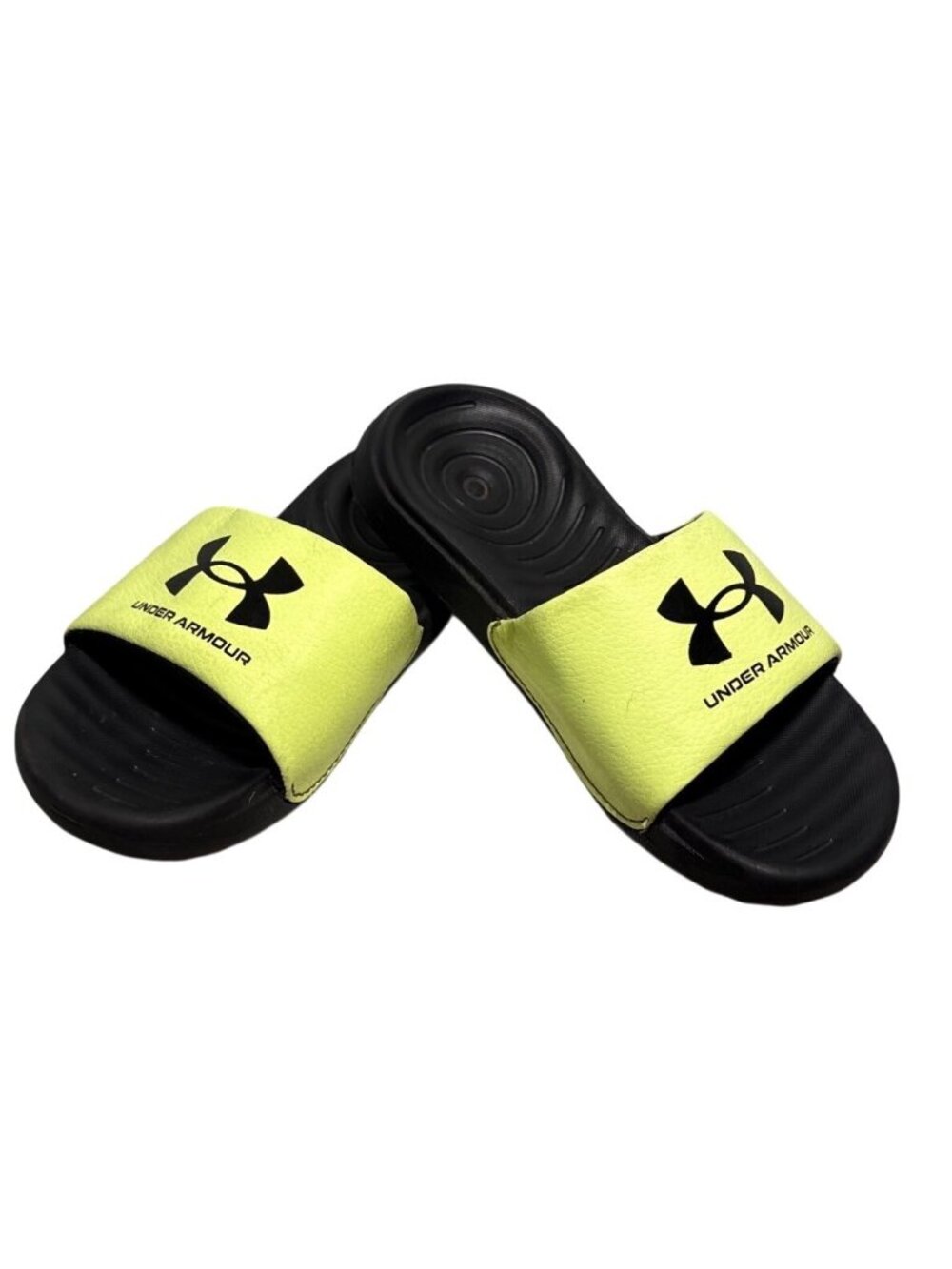 Under Armour Sandals Kids Size 11 Bright Yellow Black Slide
